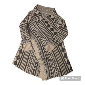 Boston Proper Black Cream Sequences Aztec Southwestern Sweater. Women's M